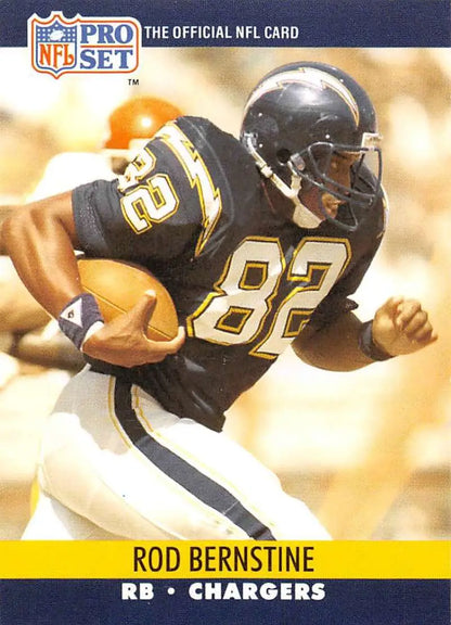 NFL Pro Set trading card of Rod Bernstine, San Diego Chargers player wearing number 82