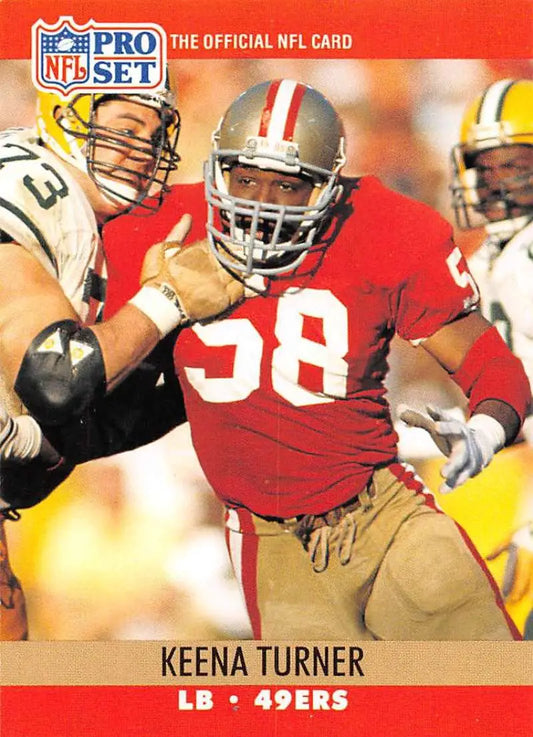 NFL Pro Set trading card of Keena Turner, linebacker for the San Francisco 49ers