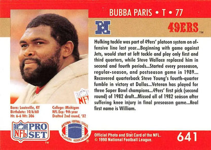 Football trading card of Bubba Paris from the San Francisco 49ers 1990 Pro Set collection