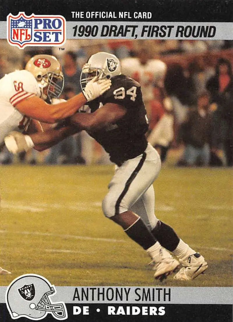 NFL Pro Set trading card of Anthony Smith, Los Angeles Raiders rookie from 1990 draft