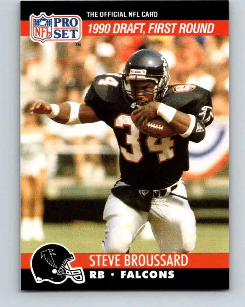 NFL Pro Set trading card of Steve Broussard, Atlanta Falcons running back in jersey