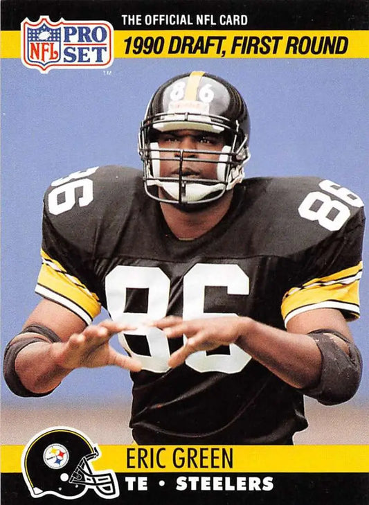 NFL Pro Set Football Card of Eric Green, Pittsburgh Steelers, 1990 Rookie #689