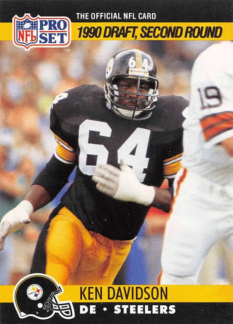 NFL Pro Set trading card of Kenny Davidson, Pittsburgh Steelers defensive player #64