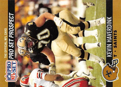 Kevin Haverdink leaping during a game in a black Orleans Saints jersey