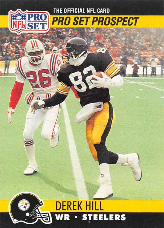 Derek Hill Pro Set Football Card with Steelers wide receiver in action against defender