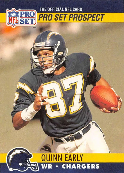 NFL Pro Set trading card of Quinn Early with San Diego Chargers in navy jersey