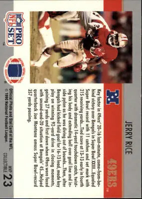 Jerry Rice 1990 Pro Set Super Bowl MVP’s football card San Francisco 49ers NFL EX