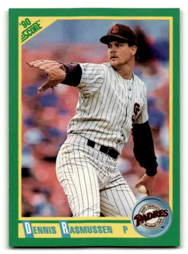 Baseball card featuring Dennis Rasmussen, original gloss 1990 Score Padres