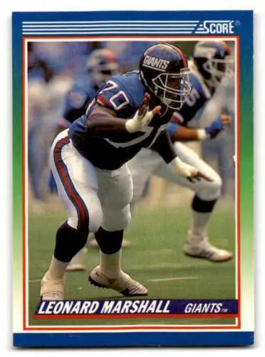 1990 Score #375 Leonard Marshall New York Giants football card with original gloss