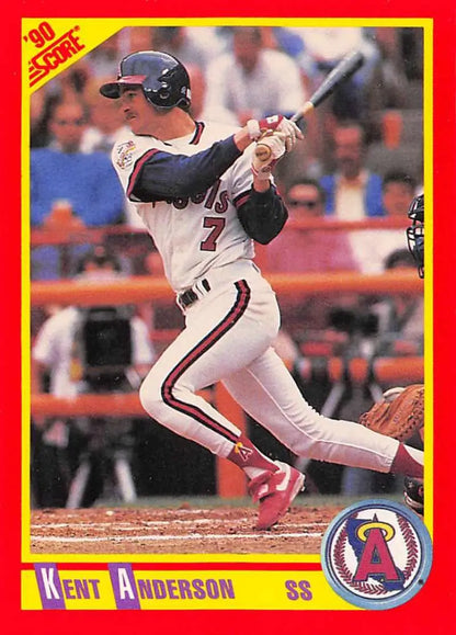 Kent Anderson California Angels player at bat in 1990 Score #412 baseball card