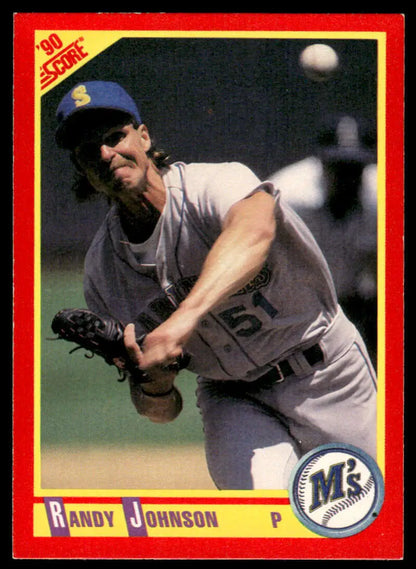 Randy Johnson in mid-throw on 1990 Score Seattle Mariners Baseball Card