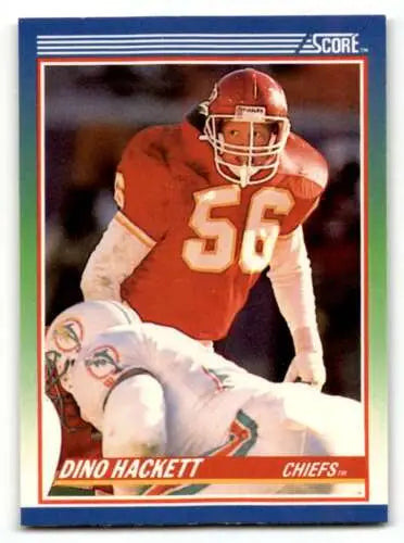 1990 Score #42 Dino Hackett Kansas City Chiefs football card with original gloss