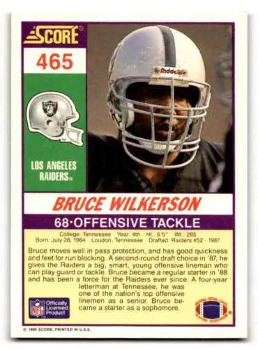 Bruce Wilkerson Los Angeles Raiders football card original gloss 1990 Score #465