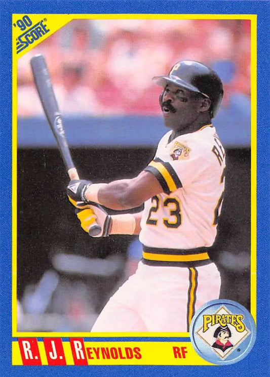 1990 Score Baseball Card of R.J. Reynolds, Pittsburgh Pirates player at bat