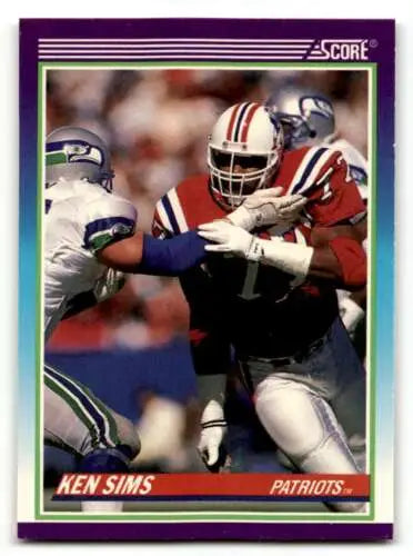 Ken Sims 1990 Score #489 New England Patriots football card with original gloss