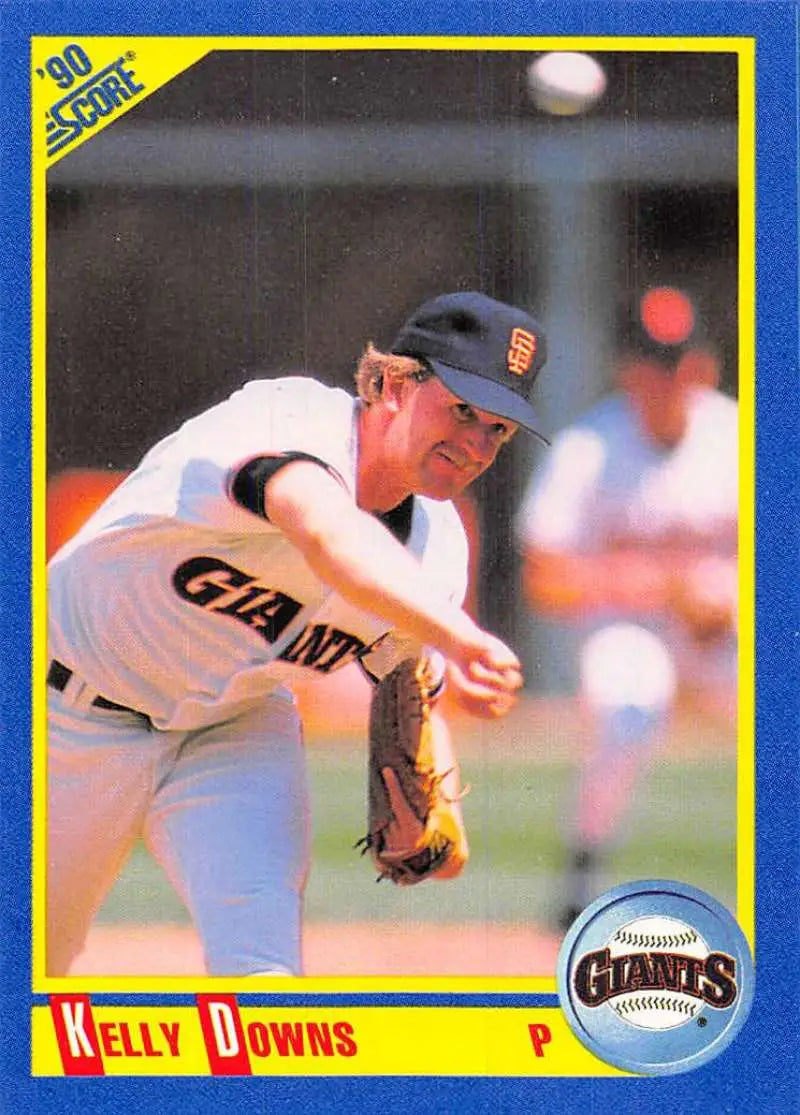 Baseball card of Kelly Downs pitching for the San Francisco Giants in 1990