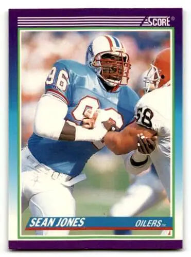 Sean Jones Houston Oilers football card from 1990 Score with original gloss finish