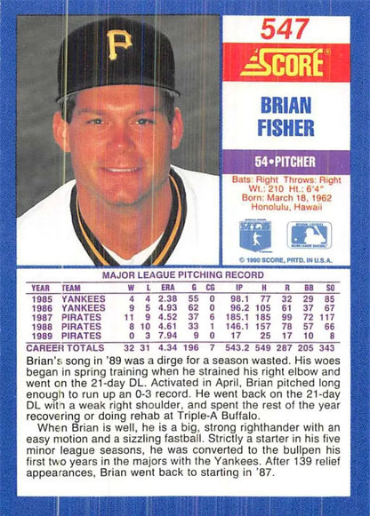 Pittsburgh Pirates Baseball Card featuring Brian Fisher from the 1991 Score set