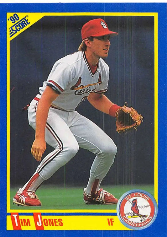 Tim Jones St. Louis Cardinals baseball card in white uniform and red cap