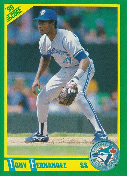 Tony Fernandez 1990 Score #89 baseball card of Toronto Blue Jays player in home uniform