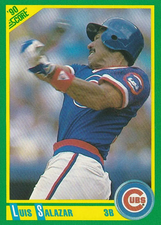 1990 Score #92 Luis Salazar Chicago Cubs baseball card featuring player in blue uniform