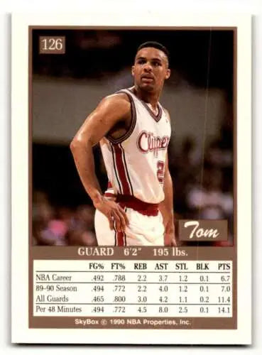 Original gloss 1990 SkyBox #126 Tom Garrick Los Angeles Clippers trading card