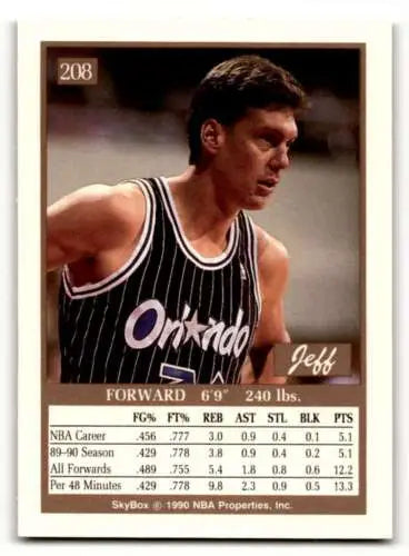 1990 SkyBox #208 Jeff Turner Orlando Magic Basketball Card with original gloss finish