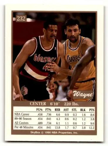 1990 SkyBox #232 Wayne Cooper Portland Trail Blazers Basketball Card original gloss