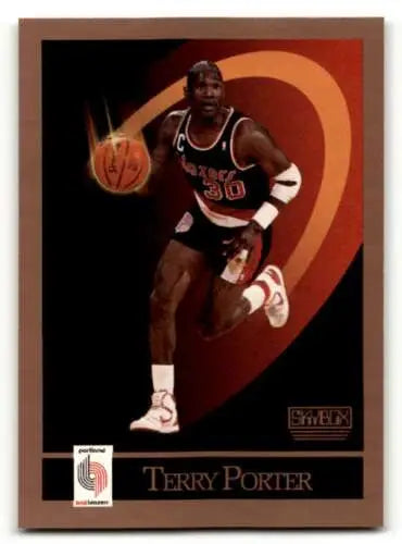 Terry Porter Portland Trail Blazers basketball card original gloss 1990 SkyBox #238