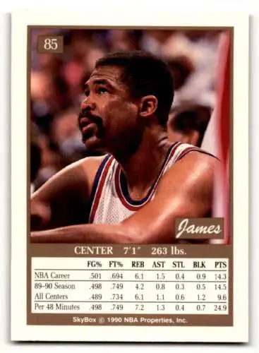 Vintage 1990 SkyBox #85 James Edwards Detroit Pistons Basketball Card with original gloss