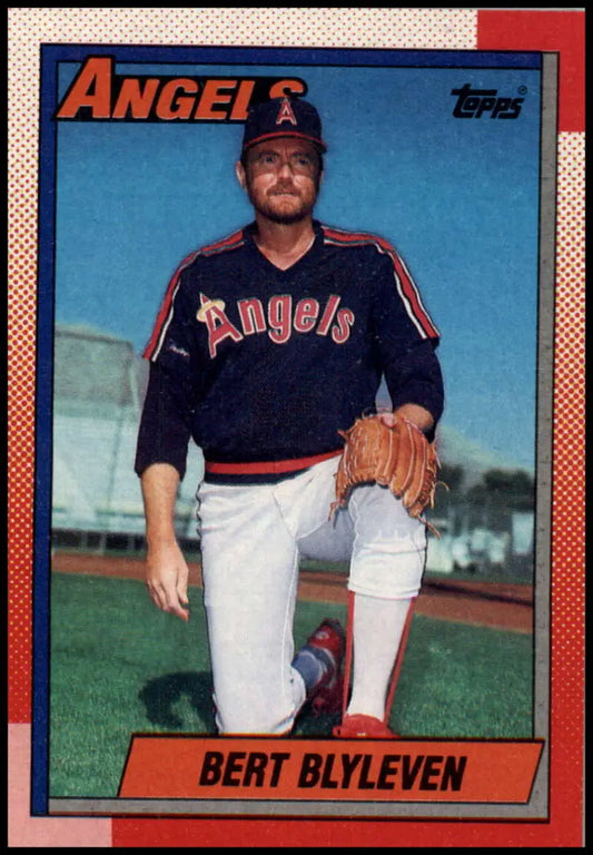 1990 Topps #130 Bert Blyleven California Angels baseball card in navy and red uniform