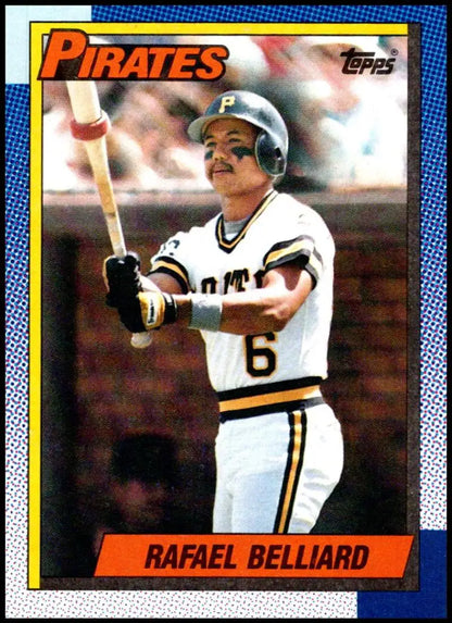 1990 Topps Pittsburgh Pirates Baseball Card of Rafael Belliard in white uniform #6