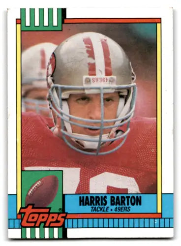 Harris Barton football card in original gloss, 1990 Topps NM Mint 49ers collectible