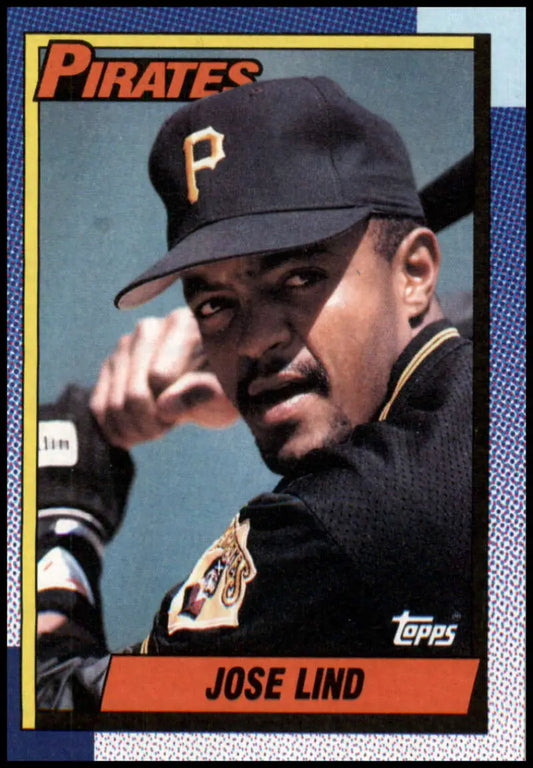 Jose Lind baseball card featuring a Pittsburgh Pirates player in black cap