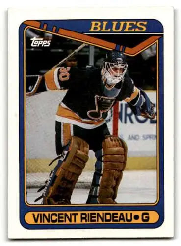 1990 Topps #177 Vincent Riendeau St. Louis Blues Hockey Card original gloss condition