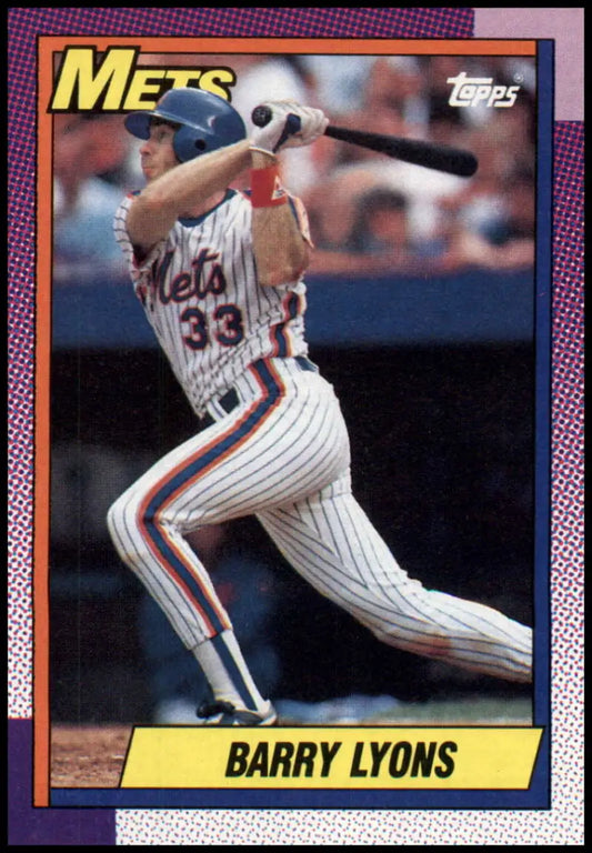 1990 Topps #258 Barry Lyons in pinstriped uniform for New York Mets baseball card