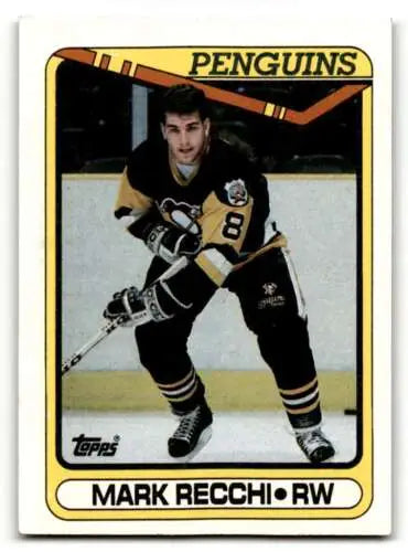 1990 Topps #280 Mark Recchi Pittsburgh Penguins Hockey Card with original gloss