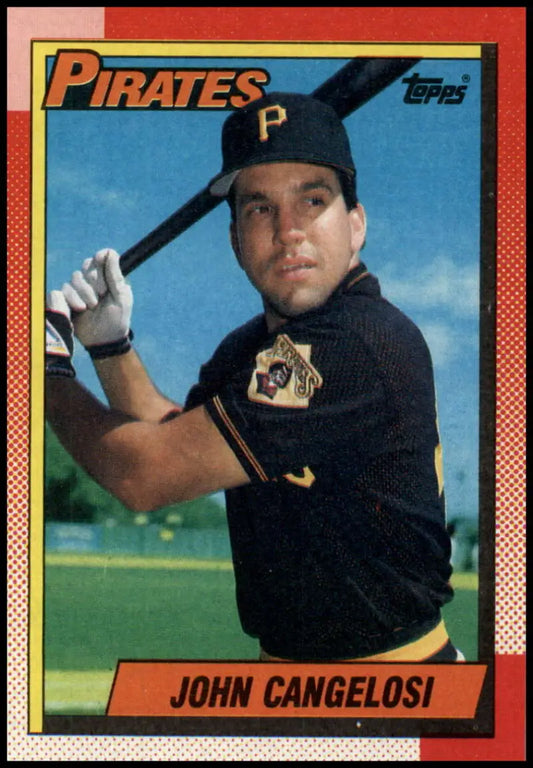 1990 Topps John Cangelosi baseball card featuring Pittsburgh Pirates player in batting stance