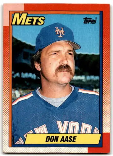 Original gloss 1990 Topps Don Aase baseball card for Mets collectors and fans