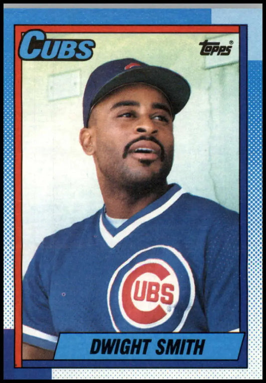 1990 Topps Dwight Smith Chicago Cubs Baseball Card in blue uniform with team logo