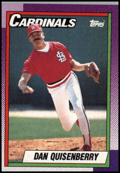 Dan Quisenberry mid-delivery on a 1990 Topps St. Louis Cardinals baseball card