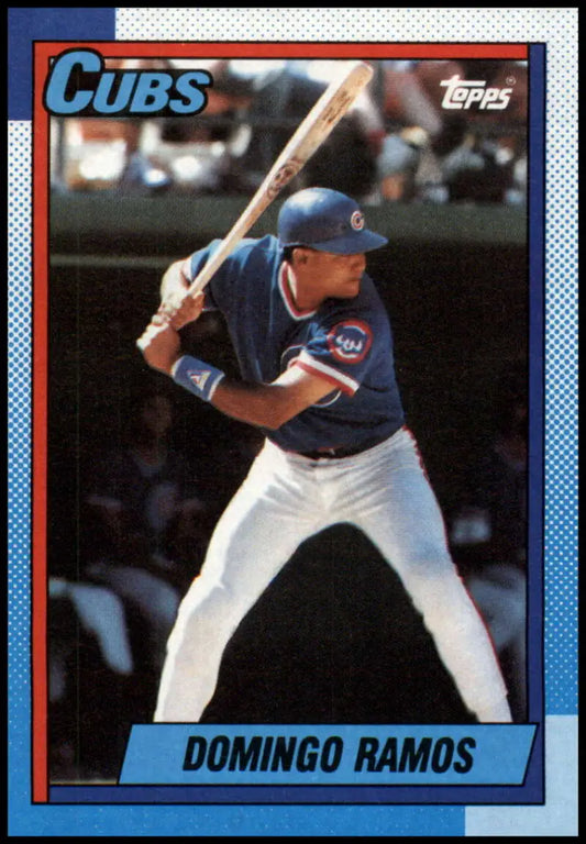 Chicago Cubs baseball card of Domingo Ramos in a blue jersey and white pants