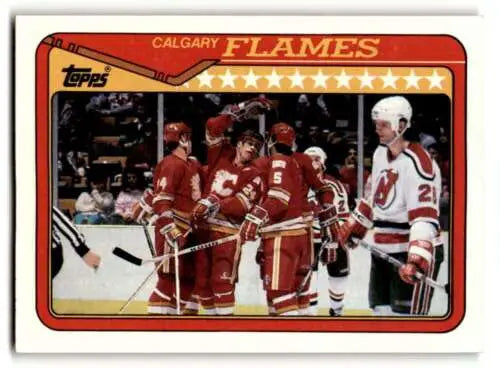 Calgary Flames hockey card from 1990 Topps with original gloss and NM condition