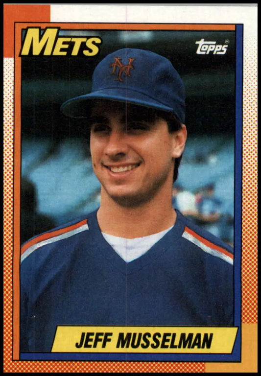 1990 Topps Jeff Musselman New York Mets baseball card in blue uniform and cap