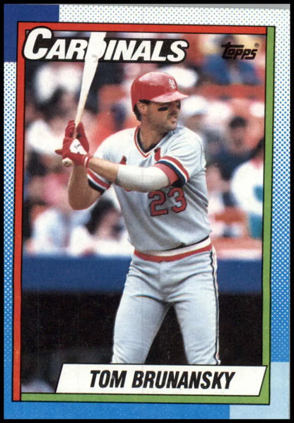 1990 Topps Tom Brunansky St. Louis Cardinals baseball card featuring player at bat