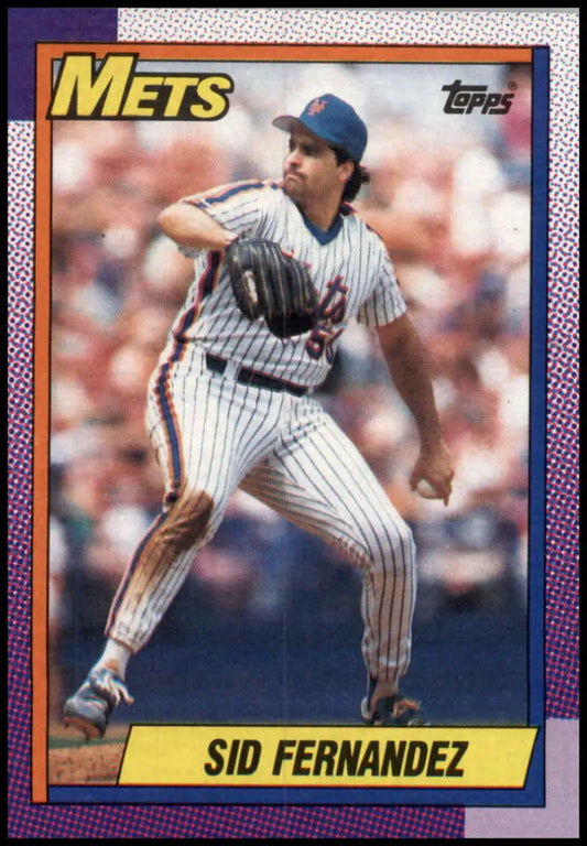 Vintage Topps baseball card of Sid Fernandez pitching for the New York Mets