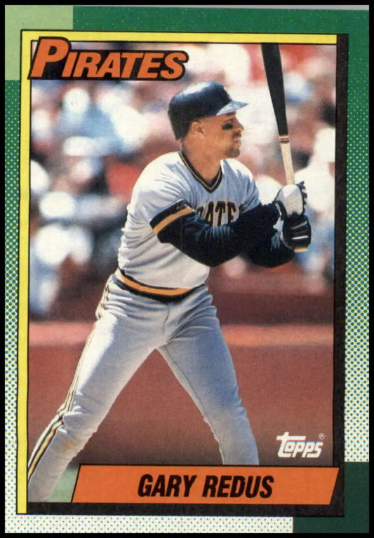 1990 Topps #507 Gary Redus at bat for the Pittsburgh Pirates in a white uniform