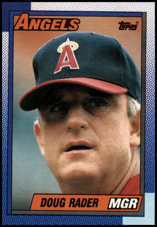 Vintage Doug Rader baseball card from 1990 with California Angels cap design