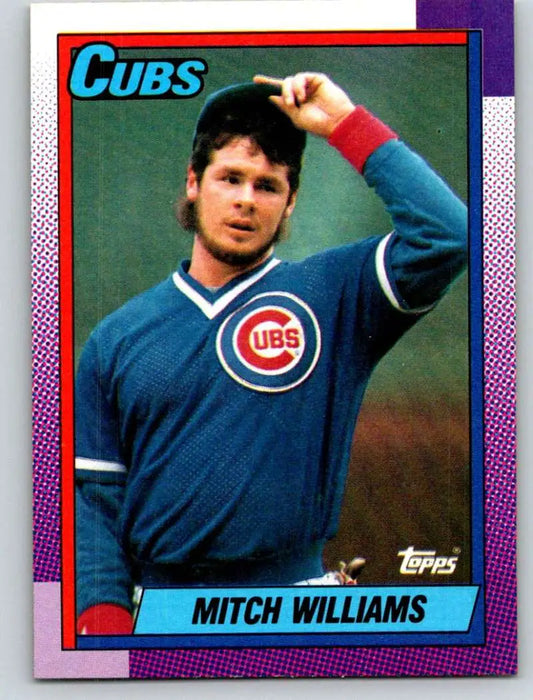 1990 Topps #520 Mitch Williams Chicago Cubs Baseball Card in blue uniform