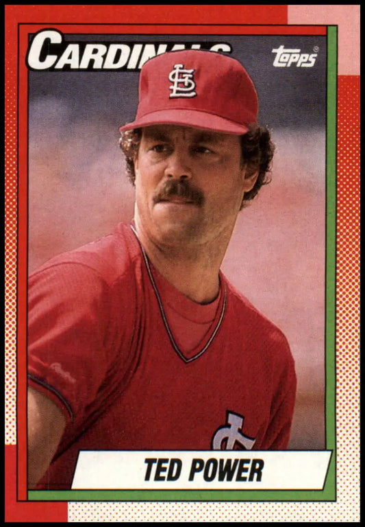 1990 Topps #59 Ted Power St. Louis Cardinals Baseball Card in red uniform